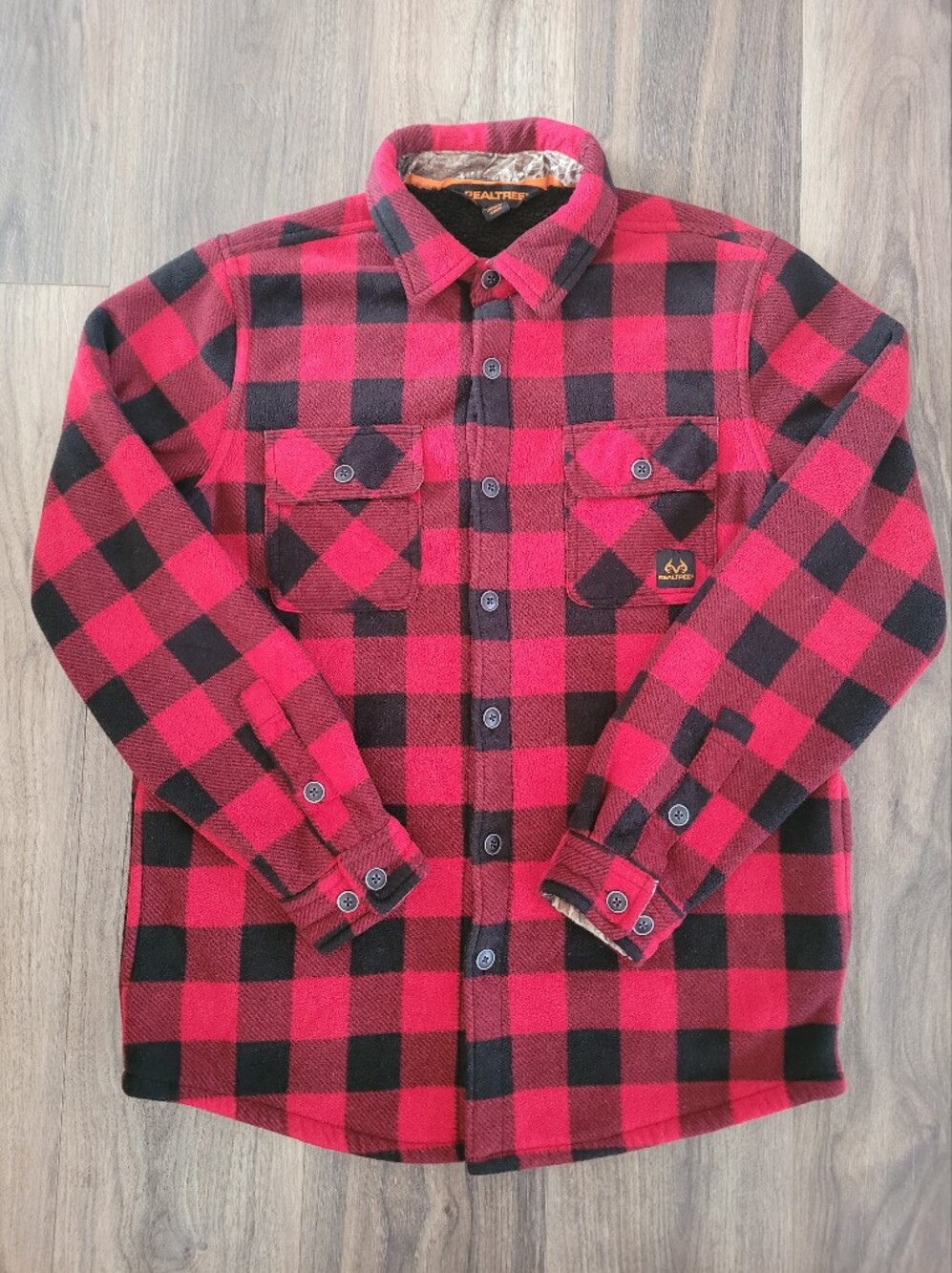 Realtree Red & Black Check Button-Up Jacket